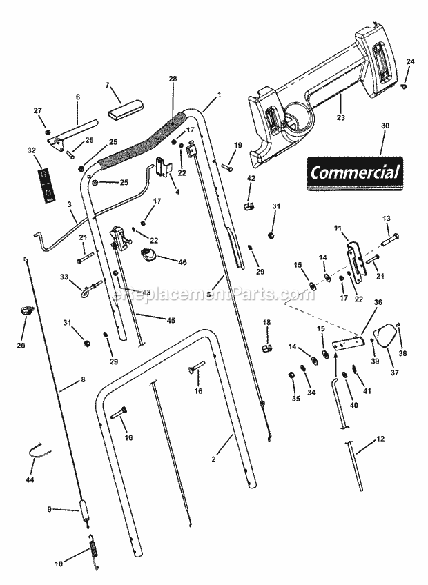 Handles  Controls - Upper End Diagram and Parts List for 7800038 Snapper Lawn Mower