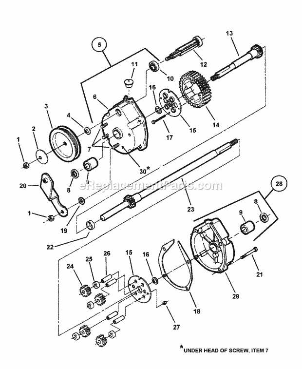 Transmission - Differential Diagram and Parts List for 7800038 Snapper Lawn Mower