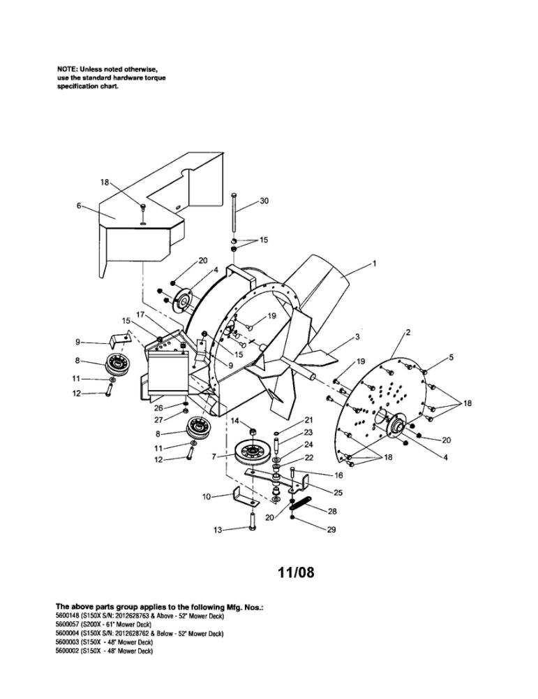 Blower Diagram and Parts List for  Snapper Lawn Tractor Accessories