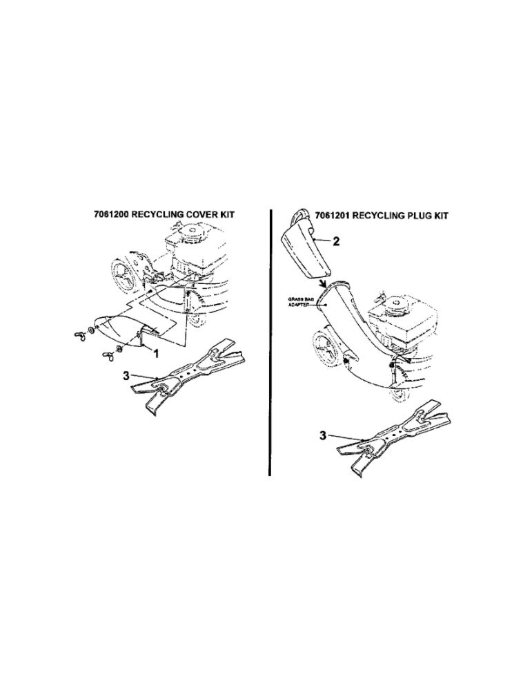 Recycling Kits Accessory Diagram and Parts List for 7800217 Snapper Lawn Mower