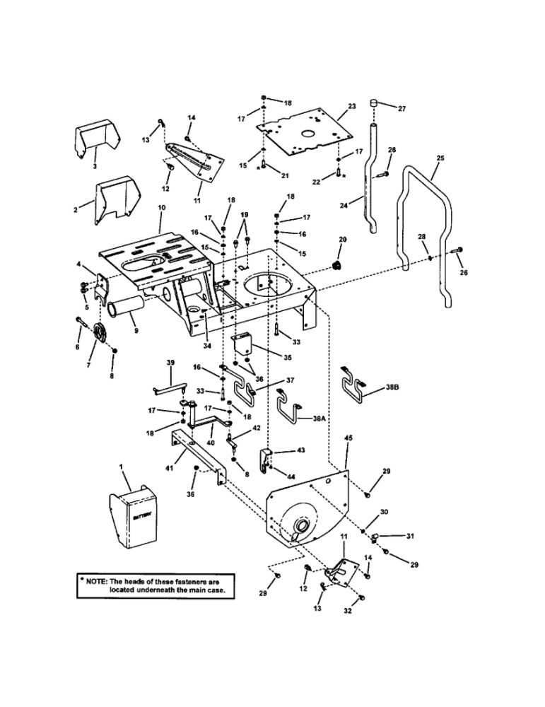 Main Case And L.H. Fender Diagram and Parts List for 7800104 Snapper Lawn Mower