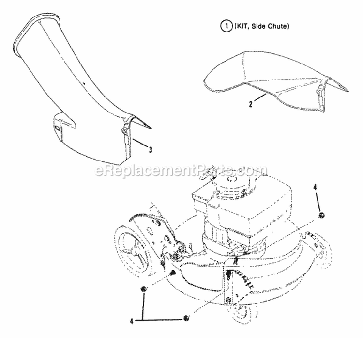 Side Chute Adapter Diagram and Parts List for  Snapper Lawn Mower