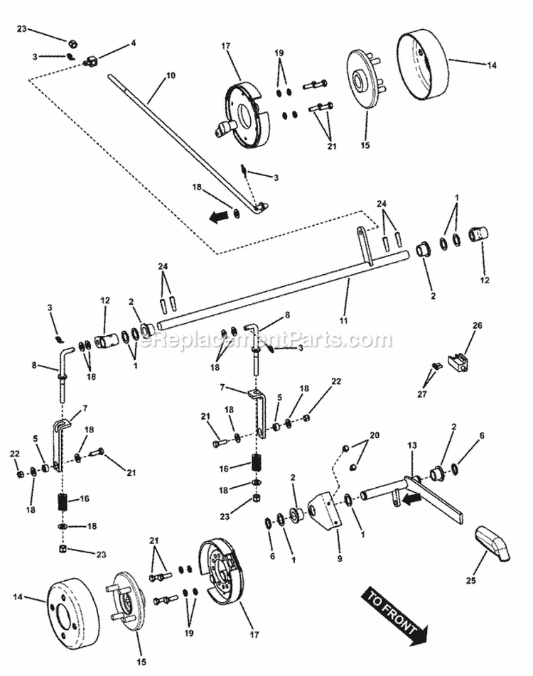Parking Brake Assembly Diagram and Parts List for  Snapper Lawn Tractor