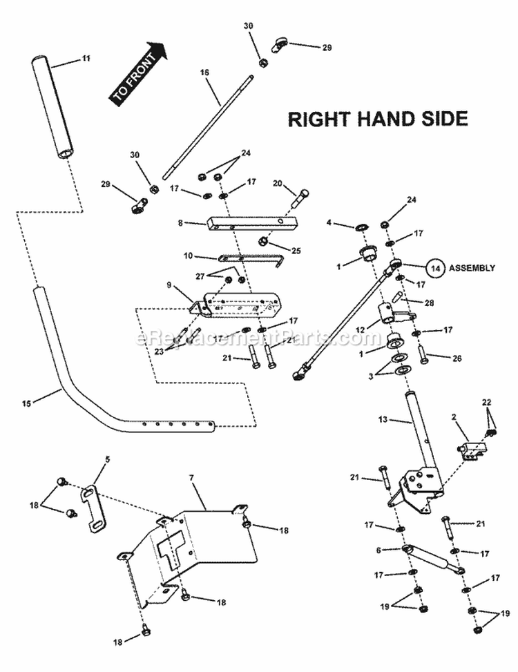 Twin Stick Control Assembly (RH) Diagram and Parts List for  Snapper Lawn Tractor