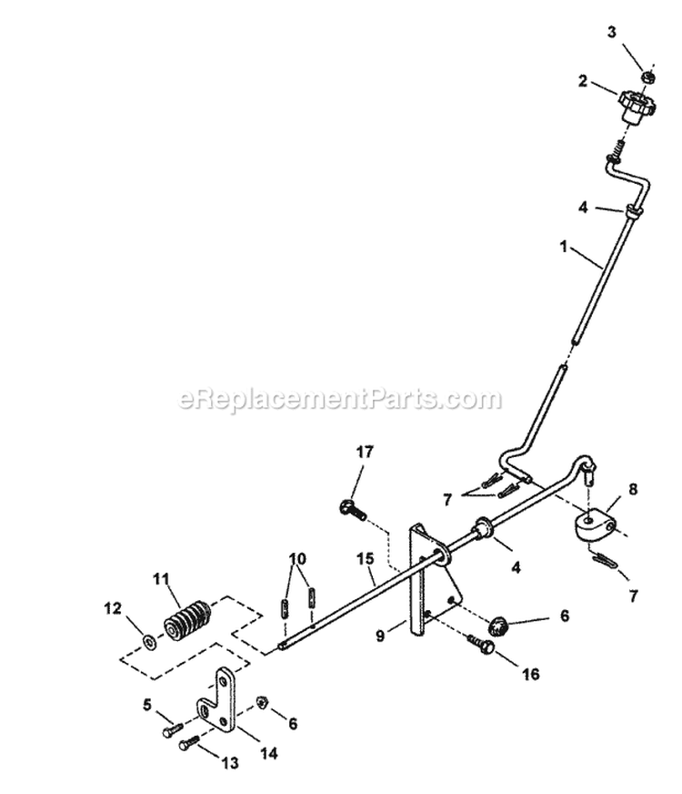 Chute Crank Control Diagram and Parts List for  Snapper Snow Blower