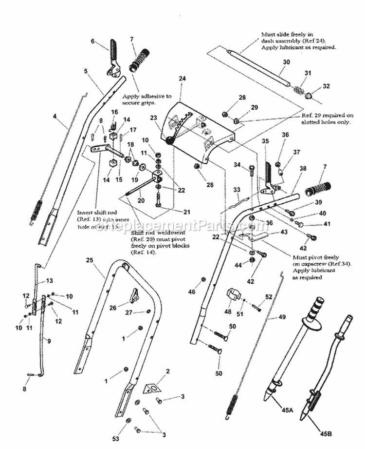 Upper Handles Dash Controls Diagram and Parts List for 7800000 Snapper Snow Blower
