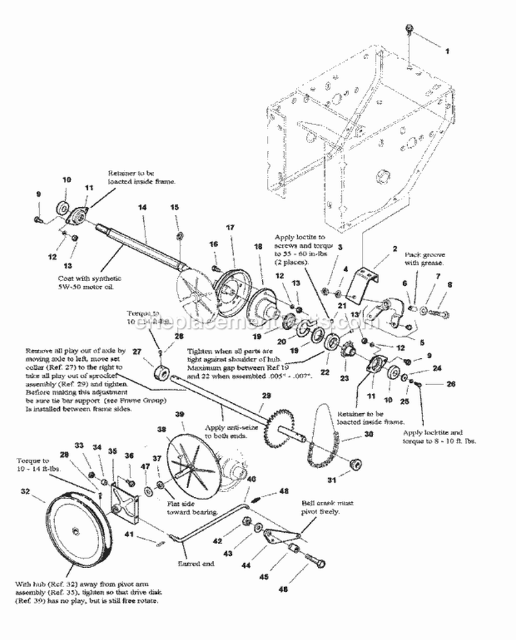 Traction Drive Group Diagram and Parts List for 7800000 Snapper Snow Blower