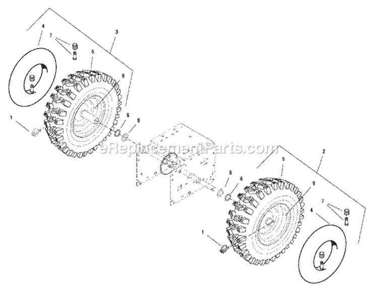 Wheel  Tire Group Diagram and Parts List for 1694995 Snapper Snow Blower
