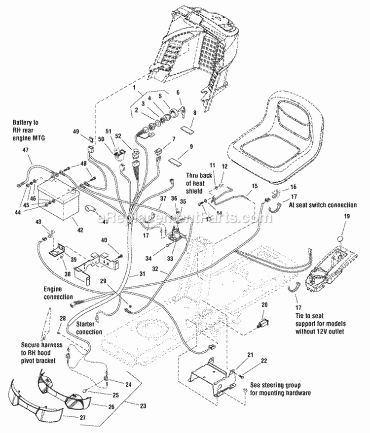 Electrical Group Diagram and Parts List for 2690808 Snapper Lawn Tractor
