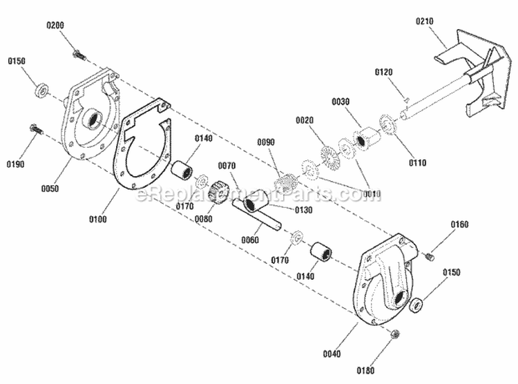 Gear Case Assembly Diagram and Parts List for 1695735 Snapper Snow Blower