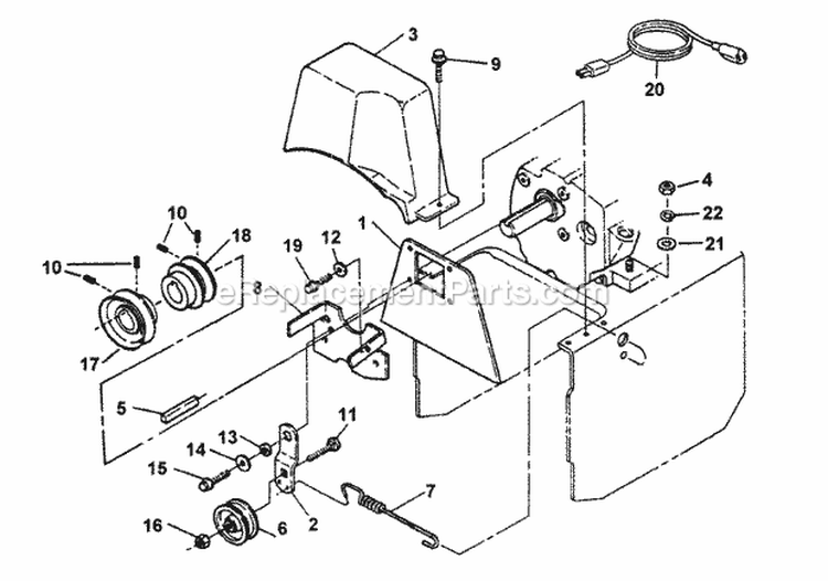 Engines Pulley Idler Diagram and Parts List for  Snapper Snow Blower