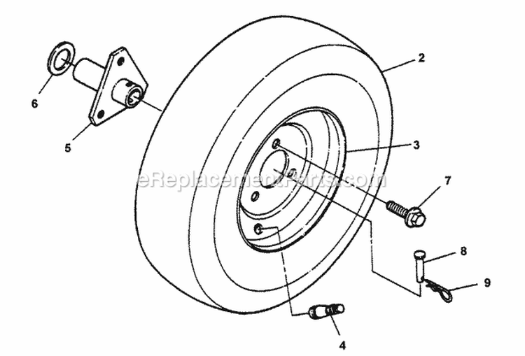 Wheels Hub Diagram and Parts List for  Snapper Snow Blower