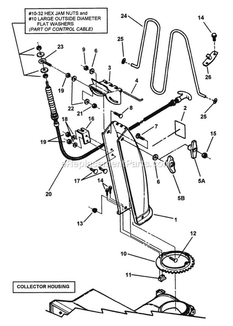 Discharge Chute Diagram and Parts List for  Snapper Snow Blower