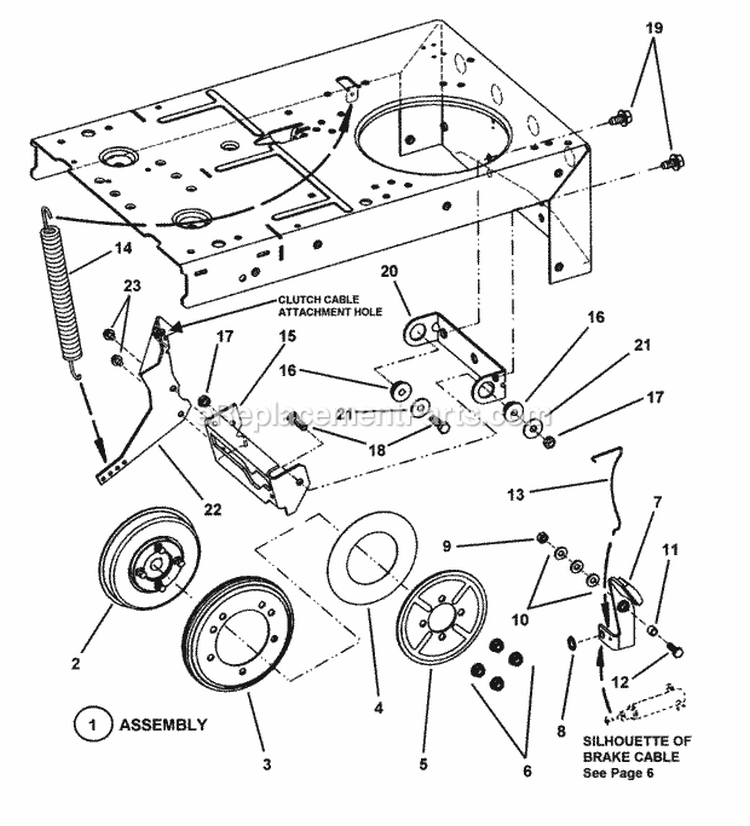 Smooth Clutch Assembly Diagram and Parts List for  Snapper Lawn Tractor