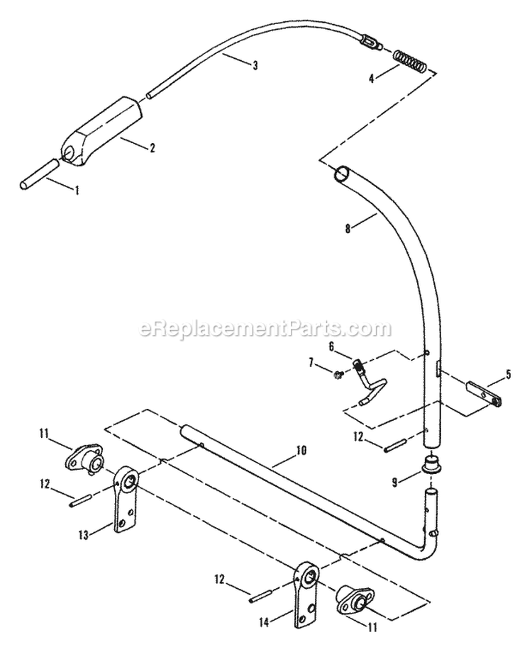 BrakeClutch Lever Assembly Diagram and Parts List for  Snapper Lawn Tractor