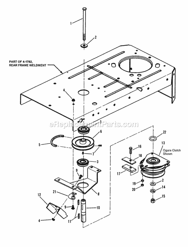 Clutch Assembly Diagram and Parts List for  Snapper Lawn Tractor