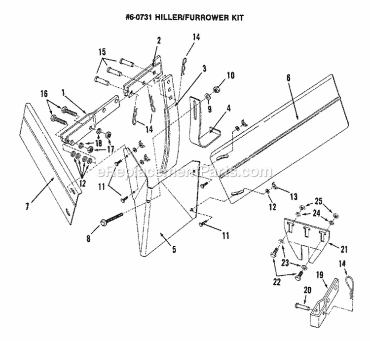 Accessory - Hiller-Furrower Kit Diagram and Parts List for 80227 Snapper Tiller