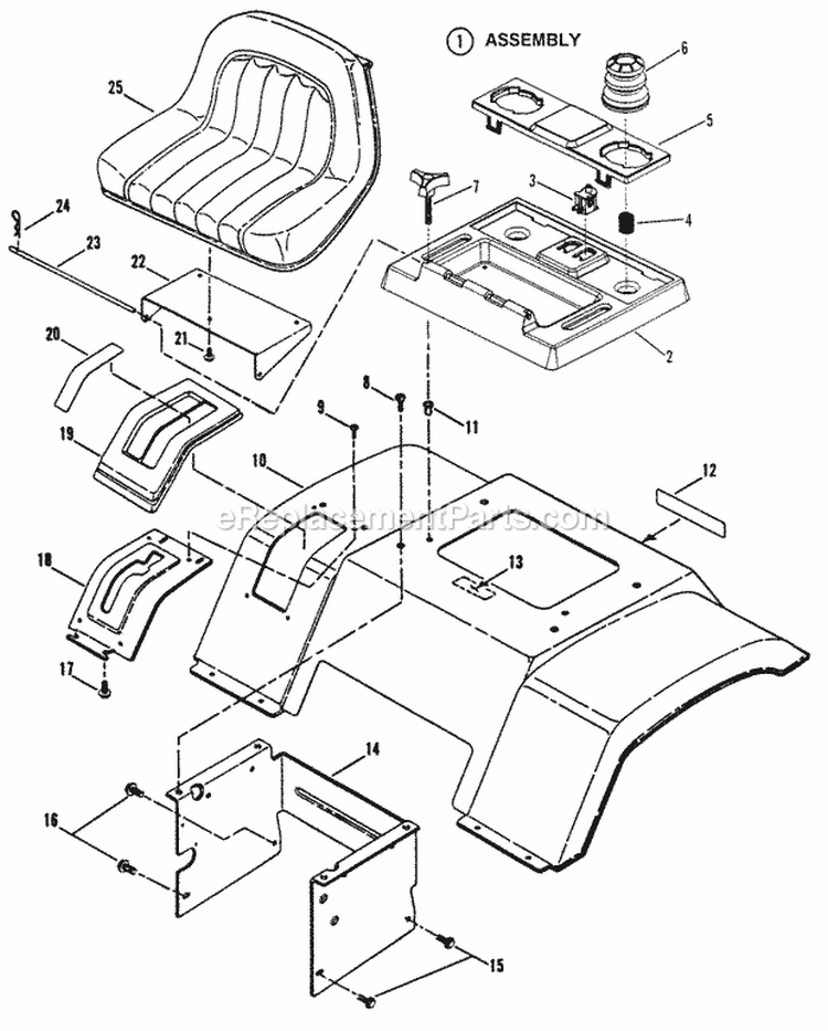 Seat Rear Fender  Components Diagram and Parts List for  Snapper Lawn Tractor