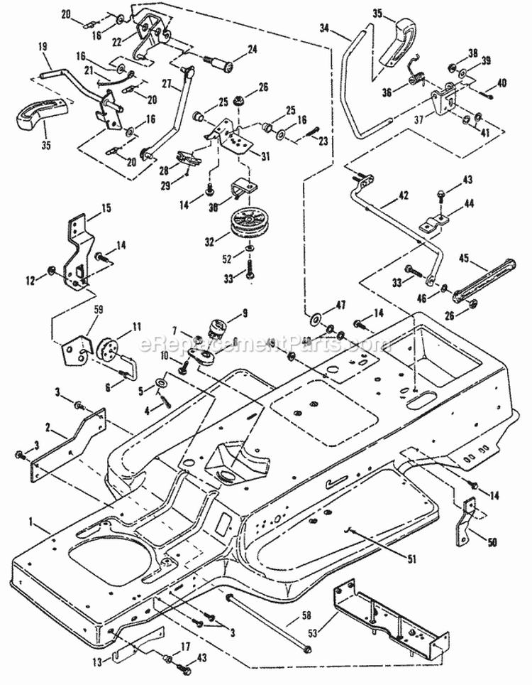 Blade Engagement  Transmission Controls Diagram and Parts List for  Snapper Lawn Tractor