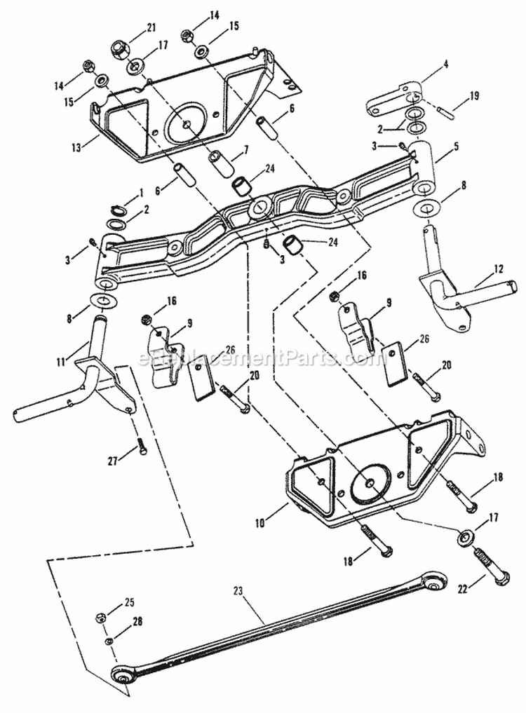 Cast Front Axle Diagram and Parts List for  Snapper Lawn Tractor