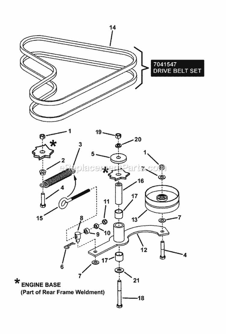 Hydro Idler Assembly Diagram and Parts List for  Snapper Lawn Tractor
