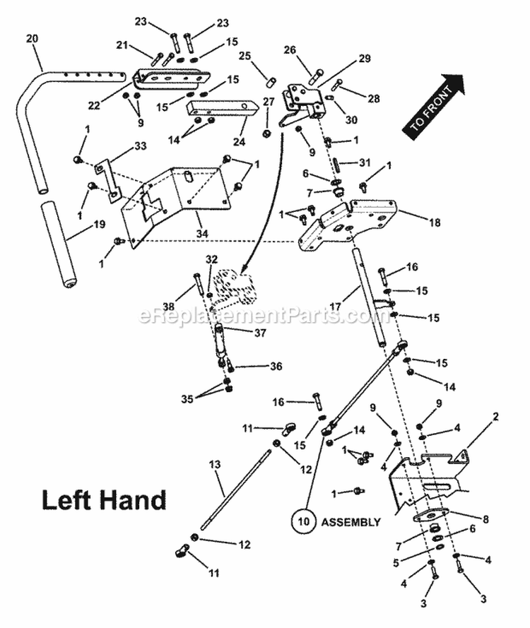 Twin Stick Control Assembly (LH Side) Diagram and Parts List for  Snapper Lawn Tractor