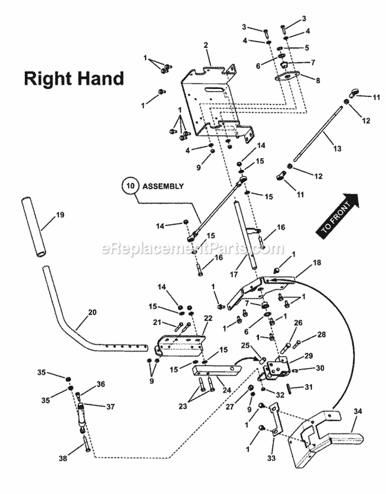 Twin Stick Control Assembly (RH Side) Diagram and Parts List for  Snapper Lawn Tractor