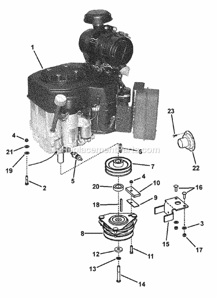 Engine Sub-Assembly Diagram and Parts List for  Snapper Lawn Tractor