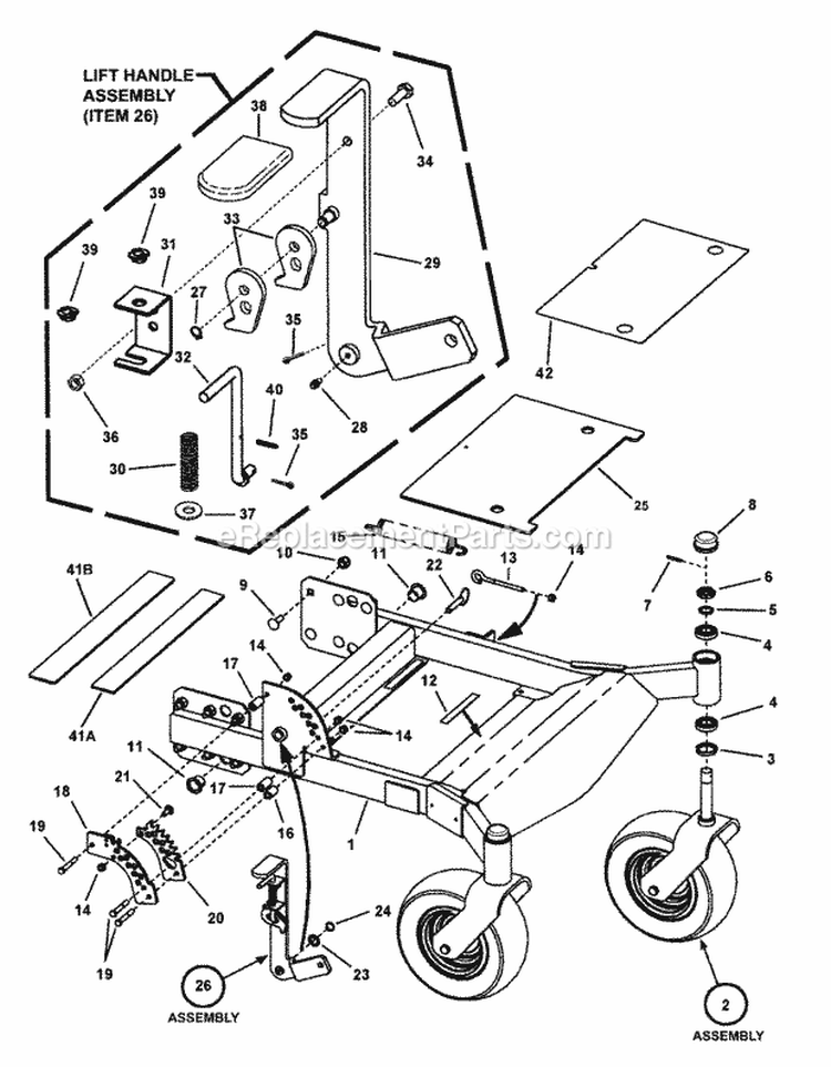 Front Frame Assembly (Frame) Diagram and Parts List for  Snapper Lawn Tractor