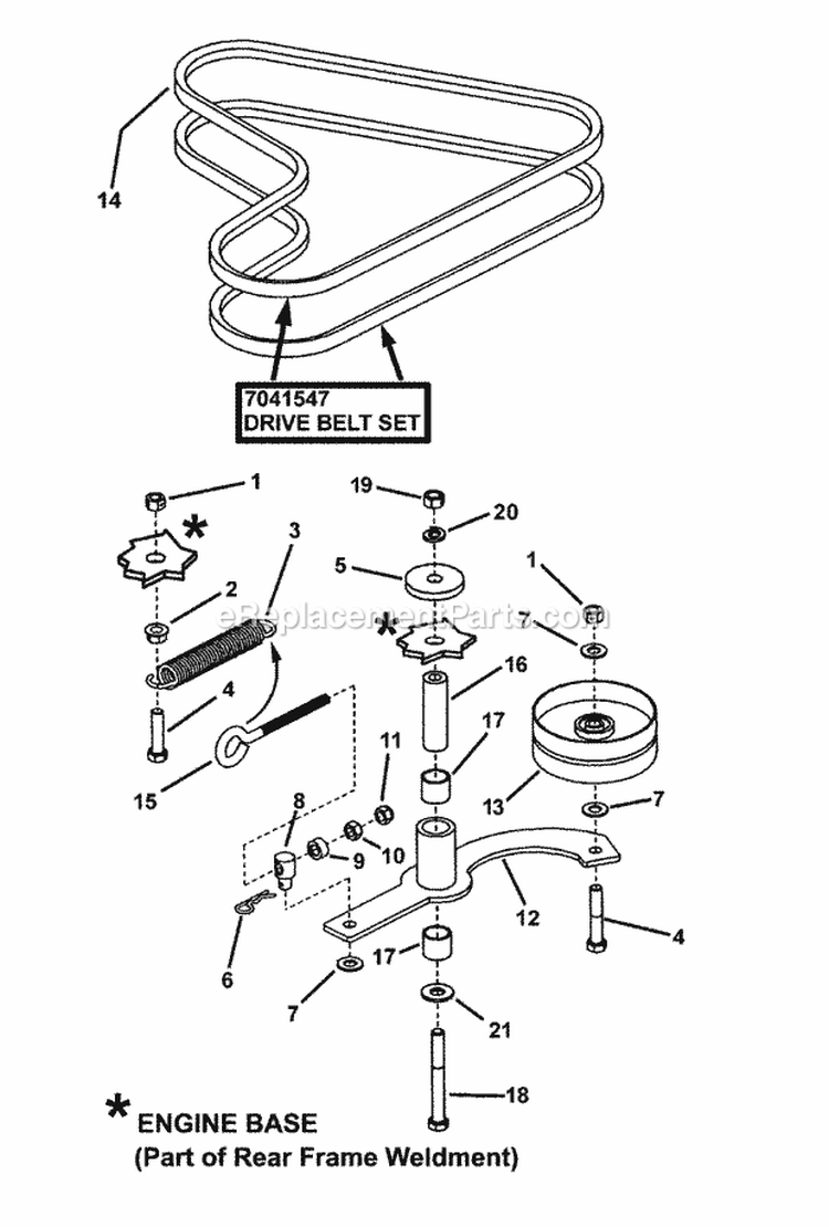 Hydro Idler Assembly Diagram and Parts List for  Snapper Lawn Tractor