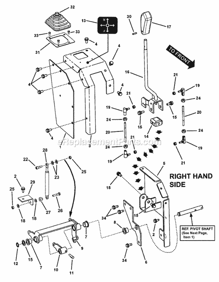 Joystick Control Assembly (R H Side) Diagram and Parts List for  Snapper Lawn Tractor