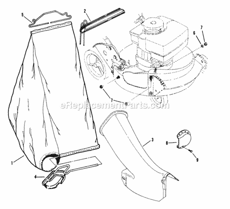 Accessory - Grass Bag Diagram and Parts List for  Snapper Lawn Mower