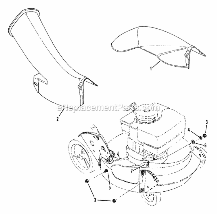 Side Chute Adapter Diagram and Parts List for  Snapper Lawn Mower