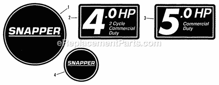 Decals (Part 2) Diagram and Parts List for  Snapper Lawn Mower
