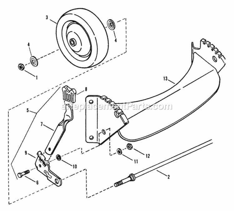 Front Wheels Bracket Latches Diagram and Parts List for  Snapper Lawn Mower