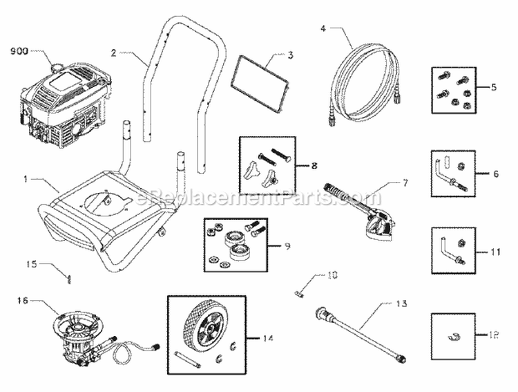 Pressure Washer Main Unit Diagram and Parts List for  Snapper Pressure Washer