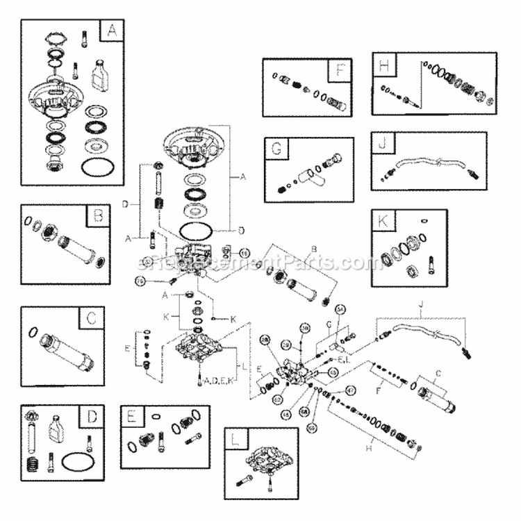 Pressure Washer Pump Diagram and Parts List for  Snapper Pressure Washer