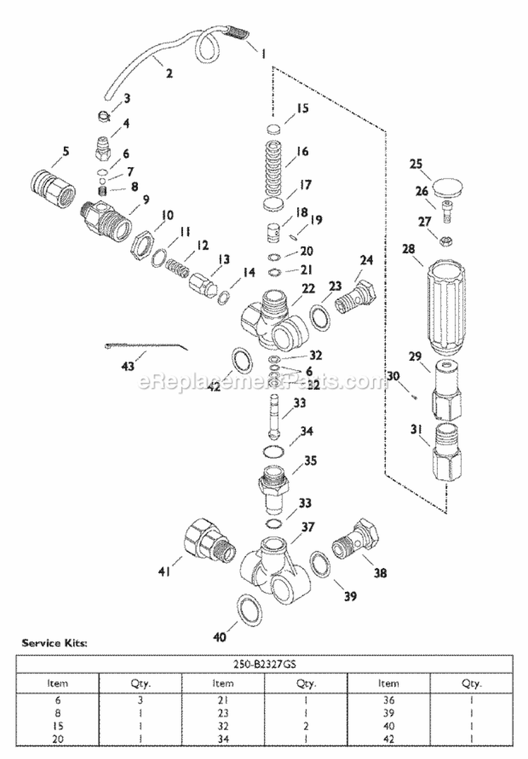 Pressure Washer Unloader Diagram and Parts List for  Snapper Pressure Washer