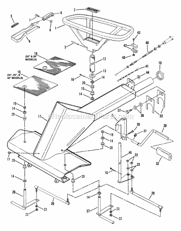 Front End Steering (Part 1) Diagram and Parts List for  Snapper Lawn Tractor