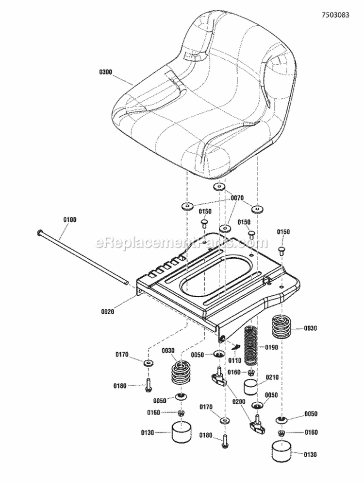 Seat Group Diagram and Parts List for  Snapper Lawn Tractor