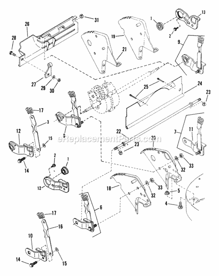 Rear Wheels Brackets Latches Diagram and Parts List for  Snapper Lawn Mower