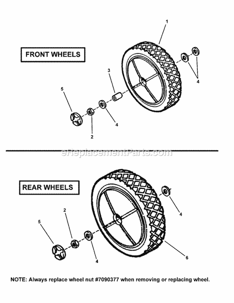 Wheels Front  Rear Diagram and Parts List for 7800034 Snapper Lawn Mower