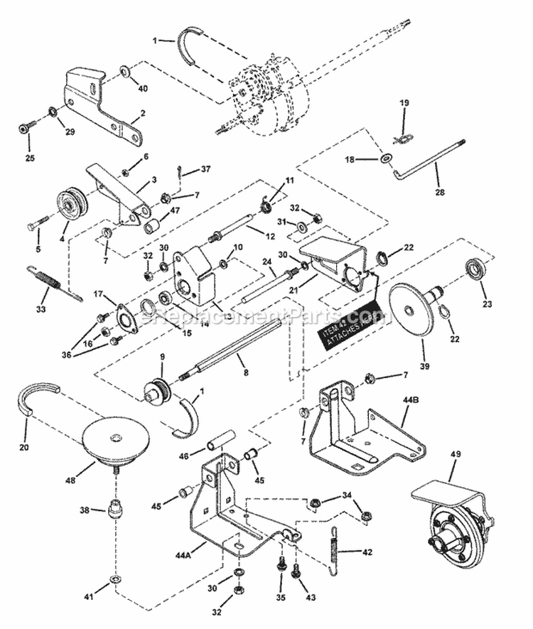 Drive System Self-Propelled Diagram and Parts List for 7800034 Snapper Lawn Mower
