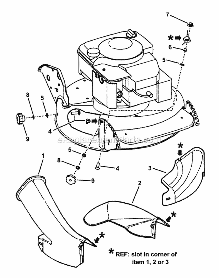 Side Chute Adapter Diagram and Parts List for 7800038 Snapper Lawn Mower