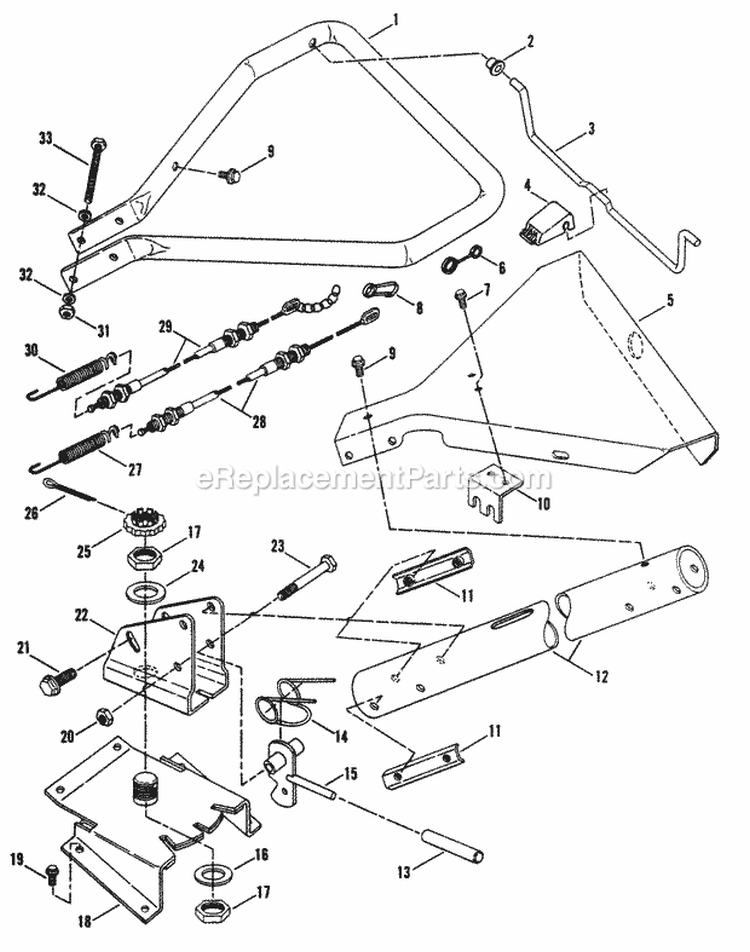 Handle  Controls Diagram and Parts List for 85220 Snapper Tiller