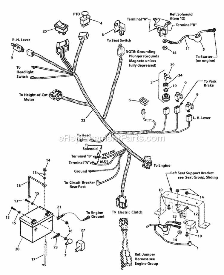 Electrical Group Diagram and Parts List for 7800632 Snapper Lawn Tractor