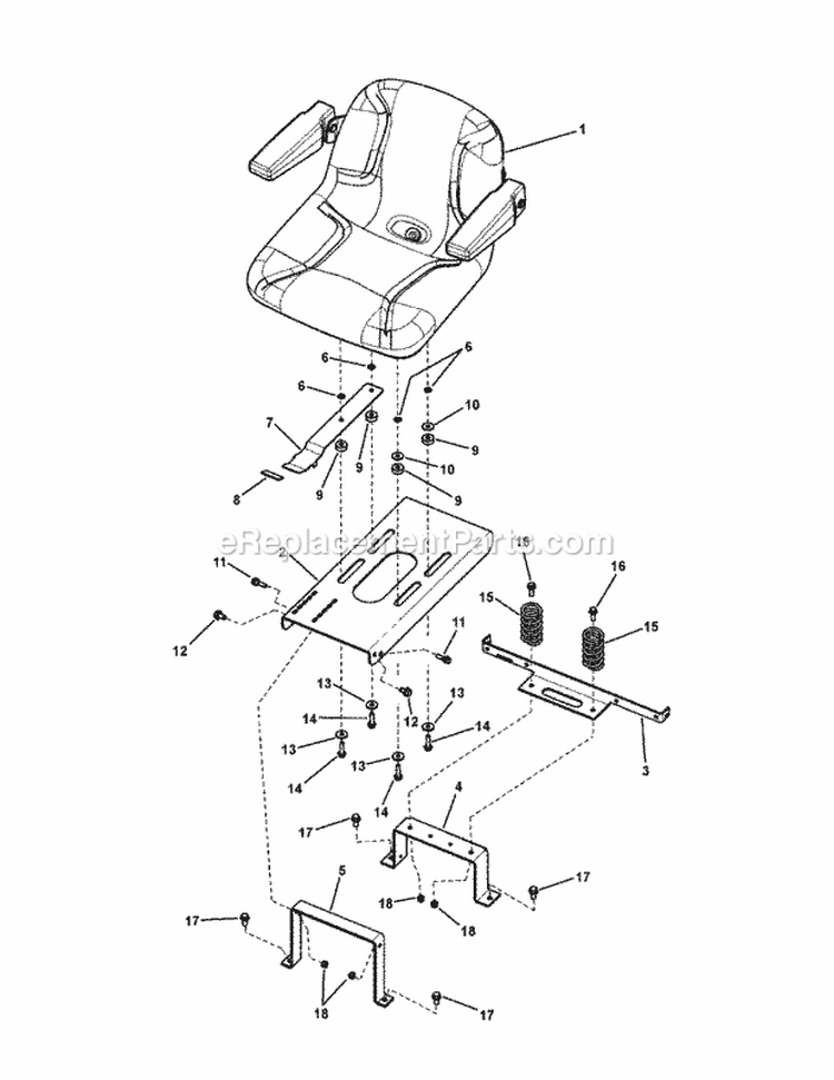 Seat Group Sliding Diagram and Parts List for 7800632 Snapper Lawn Tractor
