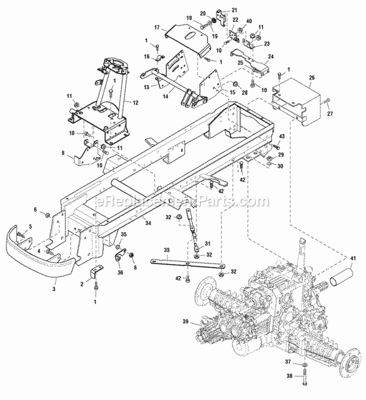 Frame  Transmission Group Diagram and Parts List for 2690633 Snapper Lawn Tractor