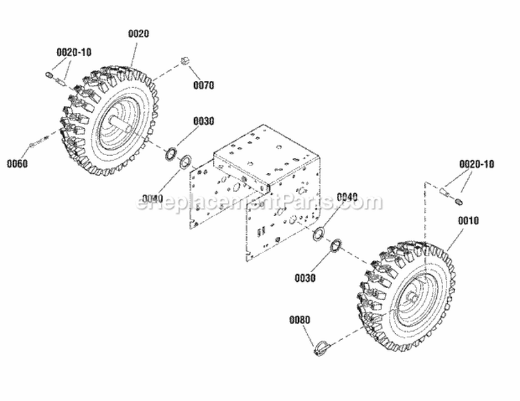 Wheel  Tire Group Diagram and Parts List for  Snapper Snow Blower