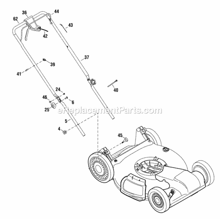 Handle Group Diagram and Parts List for  Snapper Lawn Mower
